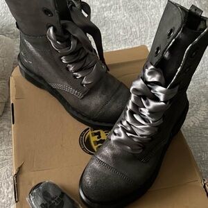 Dr. Martens Metallic Gray Boots